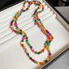 Fashion Bohemian Antique Necklace Colorful Stackable Long Necklace Shell Beaded Double Layers Necklace Women Girls