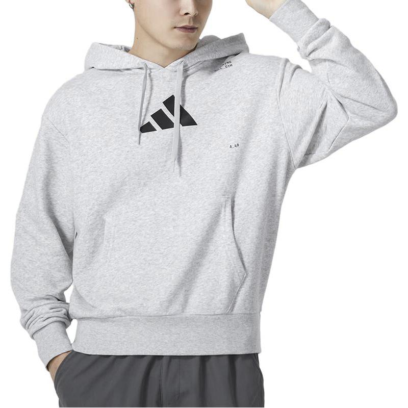 Adidas Повседневная мужская толстовка с капюшоном и принтом сзади, серая IS7104