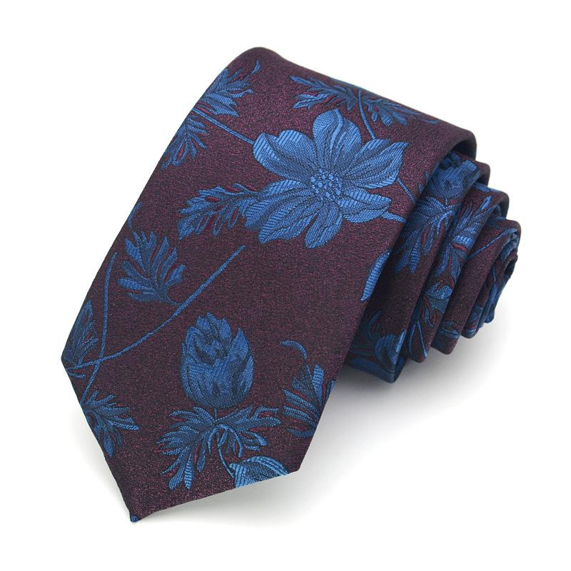 Галстук из жаккардового переплетения высокой плотности, мужской, повседневный, деловой, ретро, большой, цветочный, широкая версия, 7 см