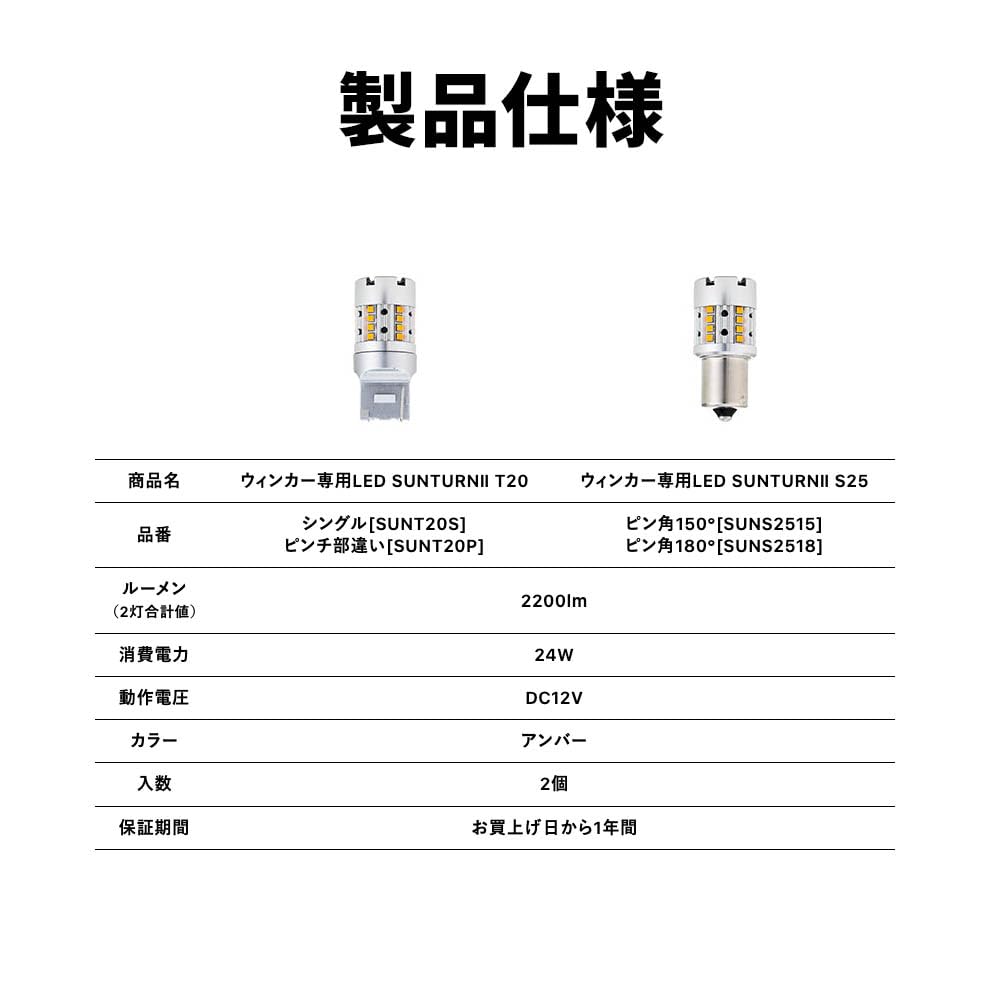 SPHERELIGHT SUNTURN2 T20 Single Turn Signal LED Vehicle Inspection Hyper Flash Fan Sunturn Turn Signal SPHERELIGHT SUNT20S Bulb, 2200lm, Amber, 12V,