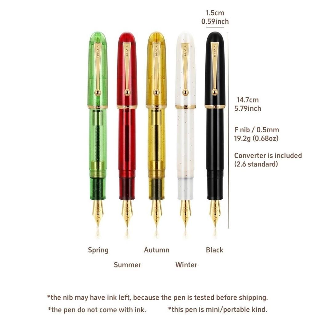 Jinhao 9013 Fountain Pen Four Seasons Color Transparent Barrel Portable Clip Heartbeat F Nib for Office Signature School