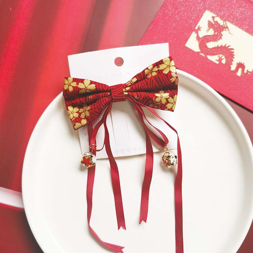 Plush Hair Grip Bowknot Chinese New Year Hairpins Bow Hair Hoop Hair Rope Kids Chinese Hair Clips