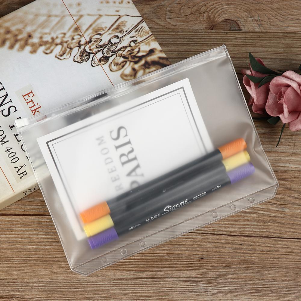 1/5PCS New Plastic Loose-leaf PVC Storage Pouch Bag Matte Clear Zip Lock