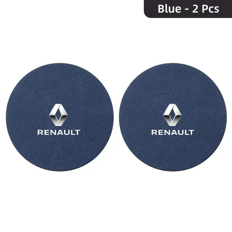 Car Anti-slip Water Cup Heat Insulation Mat Suede Decor Coaster For Renault Megane 2 3 Koleos Duster Clio 4 Logan Captur Kadjar S444