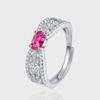 S925 Sterling Silver Light Luxury Pomegranate Red Ring Leaf Pattern Diamond Design Light Luxury Women'S Jewelry Jewelry