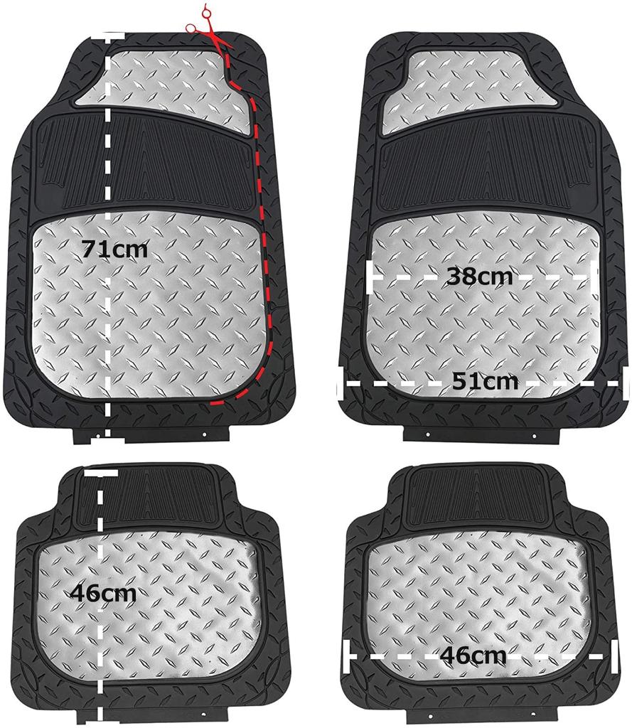 FH Group Group Car Floor Front 71 X Rear 46 X Imported from F11315SILVER (FH International) Mats, Silver, Scissor-Cut Rubber, 37cm-46cm, 32cm-46cm