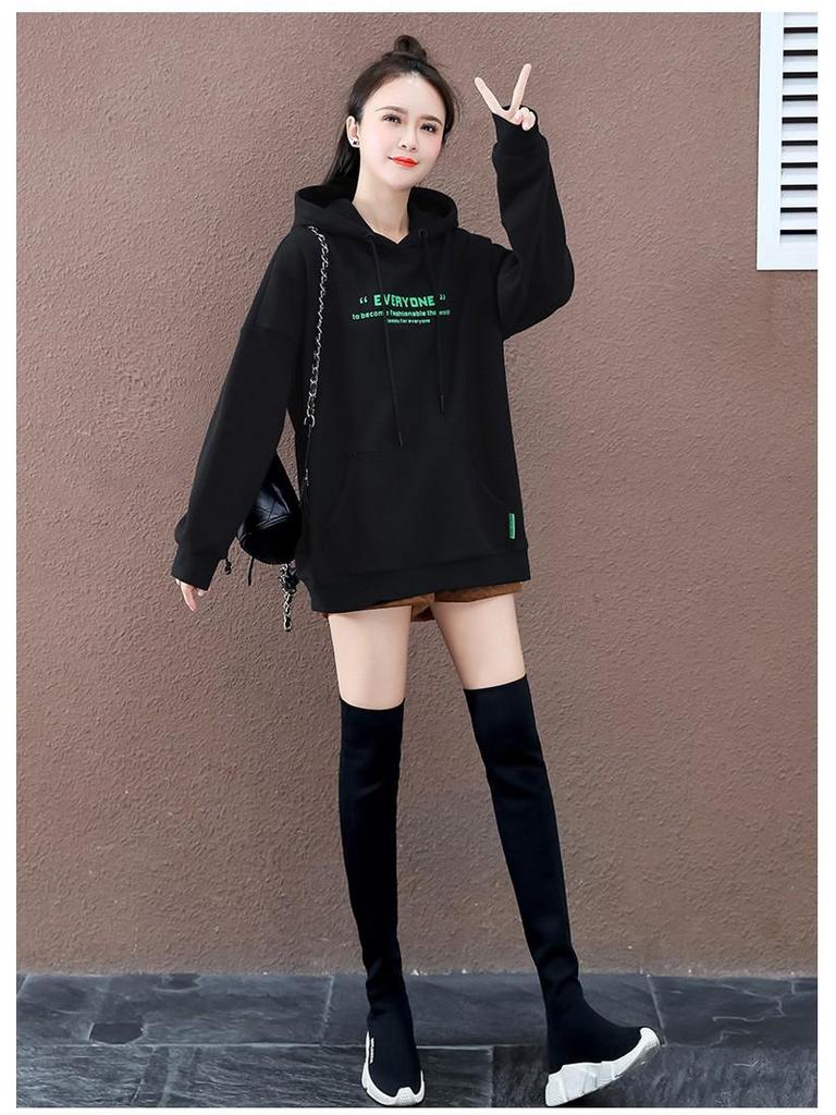 Женская толстовка свободного кроя с капюшоном и вафельной тканью, утепленная, для осени/зимы 2024 г., повседневный ленивый стиль.