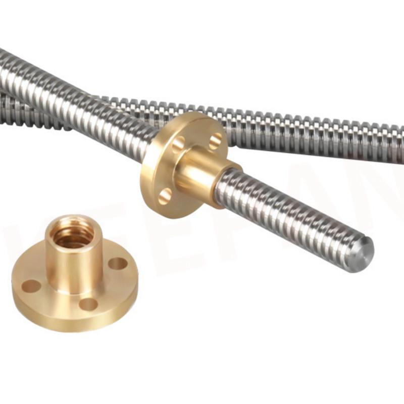 3D-принтер THSL-300-8D Трапецеидальный стержень T8 Ходовой винт Резьба 2 мм Ход 8 мм Длина 100 мм 200 мм 300 мм 400 мм 500 мм 600 мм с латунной гайкой