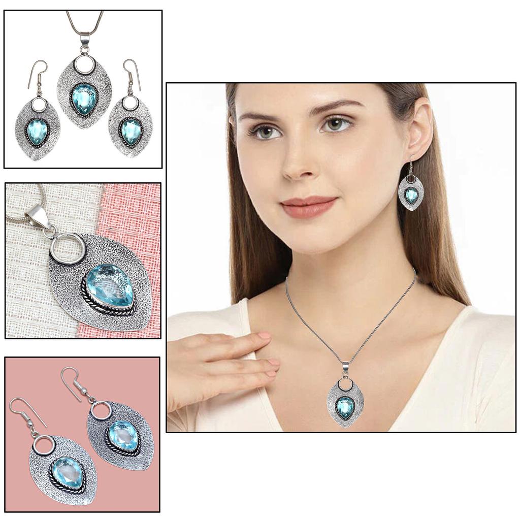 Топаз Голубой Подвеска Sky Серьги Комплект Стерлинговых Ювелирных Изделий Кольцо Серьги