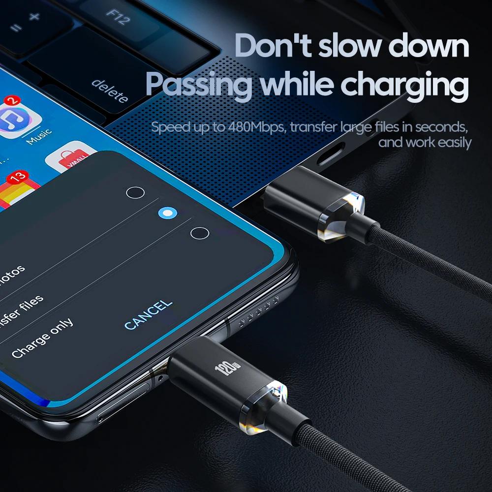 120W PD Type C Cable Super Fast Charger Cord Quick Charge USB C Cables Phone Charger For Samsung Xiaomi Huawei Oneplus POCO OPPO
