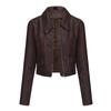 Spring and Autumn New Women's Loose Casual Long Sleeve Leather Jacket Coat