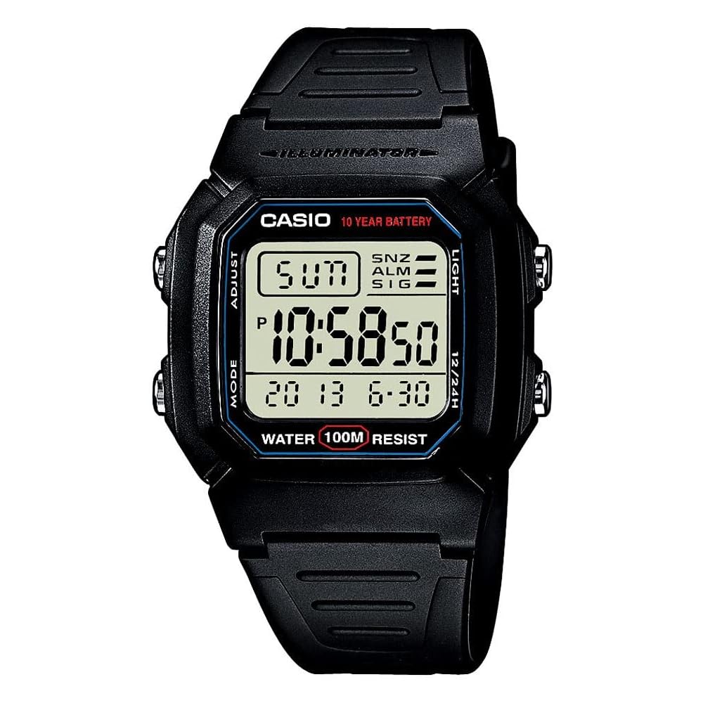 Casio W800H-1A Стандартные цифровые часы Черный полимерный ремешок Водонепроницаемость 100 м