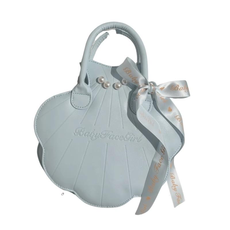 JIAERDI Pearl Shell Handbag Japanese Lolita Aesthetic Purse Women Sweet Cute Bow Ribbon Delicate Ladies Spacious shoulder bag