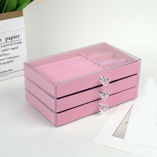 3-уровневый органайзер для ювелирных изделий Yousheng с держателем для сережек, подставкой для ожерелий, бархатной подкладкой, прозрачной акриловой коробкой для хранения ювелирных изделий