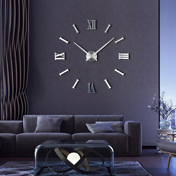 Living Room Black Fancy Large DIY 3D Frameless Acrylic Mirror Sticker Art Home Decor Unique Gift Modern Luxury Wall Clocks Wall