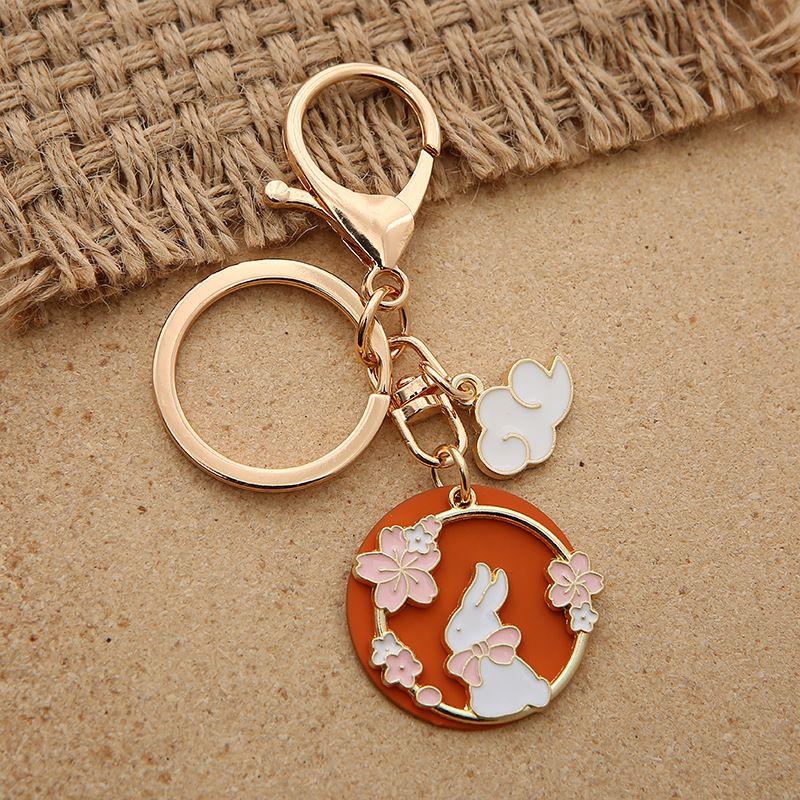 Chinoiserie Deer Cat Rabbit Decorated Keychain Key Rings Holder Gift Bag Pendants Accessories