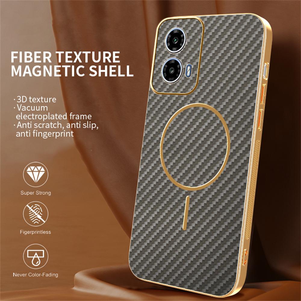 For Motorola Moto G34 5G/G45 5G Phone Case Carbon Fiber Textured Electroplated TPU Back Cover
