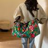 Chinese Ethnic High Capacity Travel Bag Versatile Contrasting Color Sports Fitness Handbag Personalized Northeast Big Flower Cotton Coat Crossbody Bag