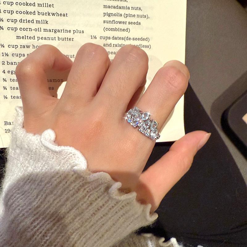 Кольцо из стерлингового серебра S925 с натуральным хрустальным камнем, женское, регулируемое, набор премиум-группы, натуральный камень