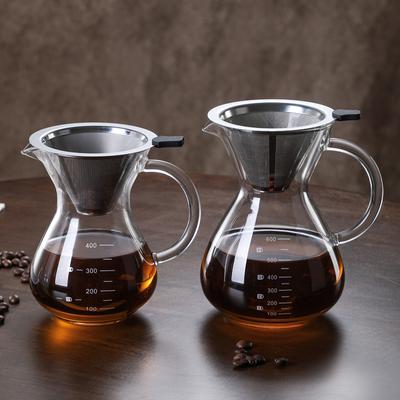 Стеклянный кофейник с ручкой, набор для совместного приготовления кофе с фильтром из нержавеющей стали 304, кофейник для ручного заваривания капельным методом