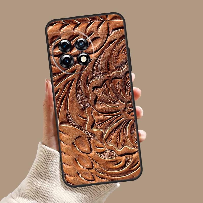 Brown Tooled Leather Pattern Case For OnePlus Nord 5 CE 3 4 Lite N20 N30 OnePlus 15 13 12 11 10T 13T 13R 8 9 10 Pro Cover