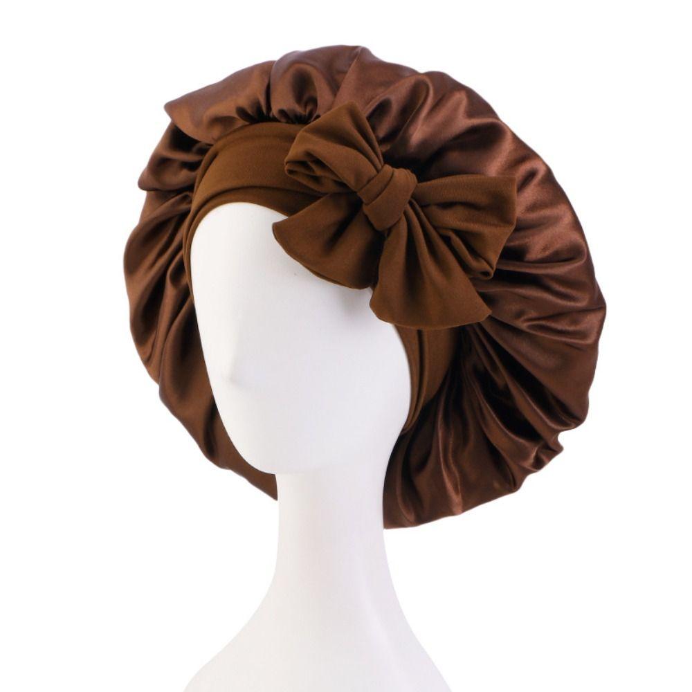 Turban Bonnet Silk Nightcap Hair Care Sleep Hat Headwear Sleeping Cap  Women Children