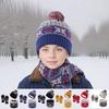 3pcs Kids for Boys Girls Scarf Gloves 3-11Y Muffler Hats Winter Windproof Snowflake Warm Knitted Hat