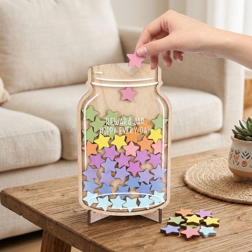 Interactive Star Reward Jars with 45 Stars Reward System Self-discipline Reward Bottle Home School