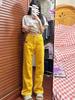 High Street Yellow Embroidered Women's Loose Wide-Leg Jeans - Spring 2025 Trend