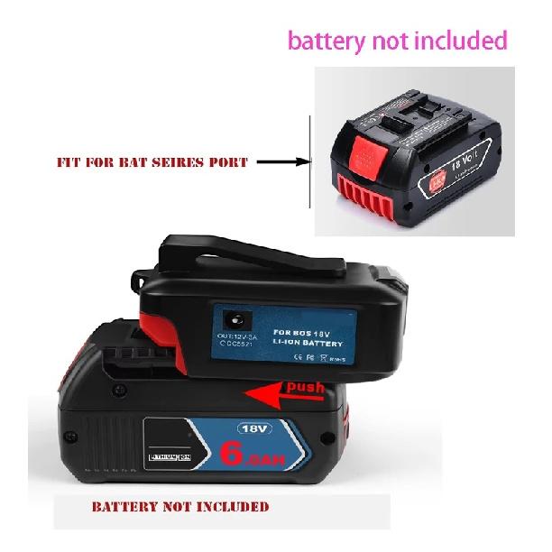 Adaptor For Bosch 18V 14.4V BAT609 BAT604 Battery to PD 22.5W USB C QC3.0 fast charger and DC 12V 3A Tool Parts Accessories