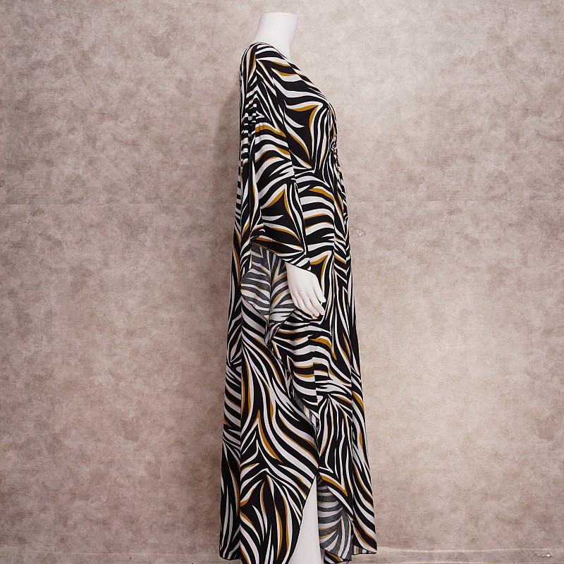 EDOLYNSA Sexy Striped Bikini Cover-ups Casual V-neck Side Split Summer Beach Dress Women Beach Wear Swim Suit Cover Up Q1297