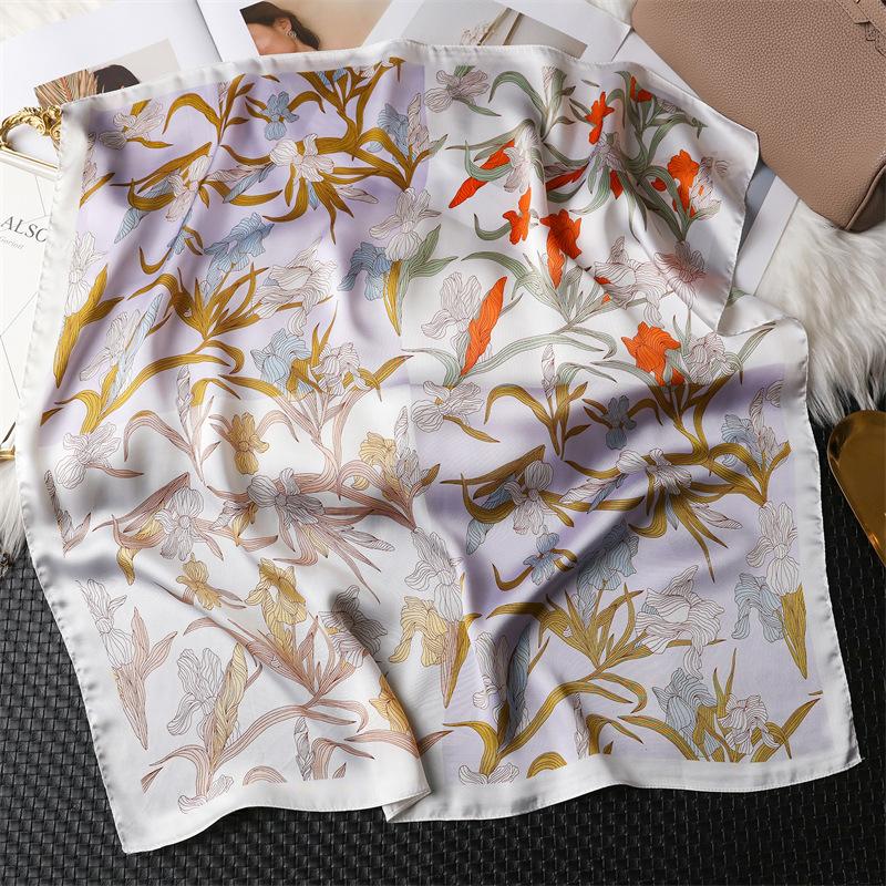 Новый принт 70*70 см шелковый квадратный шарф женский шейный платок женская повязка на голову фуляр сумка лента повязка на голову женский хиджаб бандана шарфы