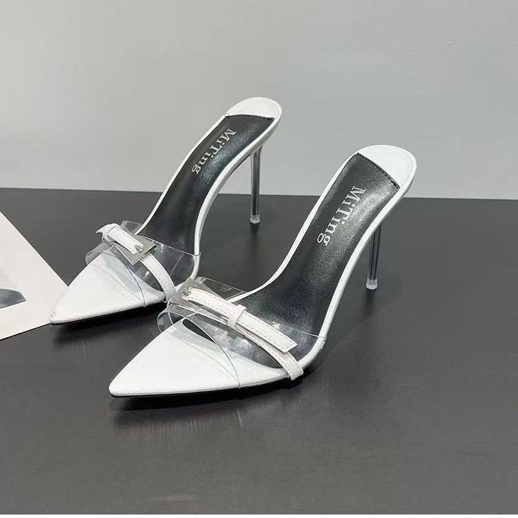 Fashion Niche High-end Fairy Cool Slippers for Women In Summer 2025 New Pointed-toed Stiletto High-heeled Slippers