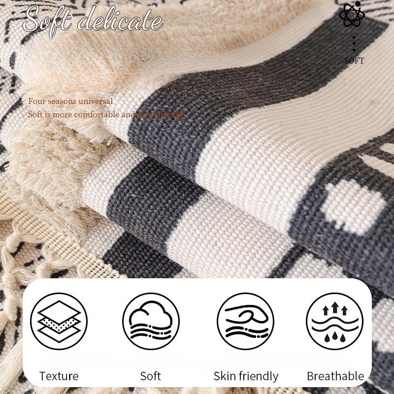 Cotton and Linen Sofa Cushion, Four-season Universal Non-slip Seat Cushion, Bohemian Wind B & B Thickened Linen Sofa Cover Cloth