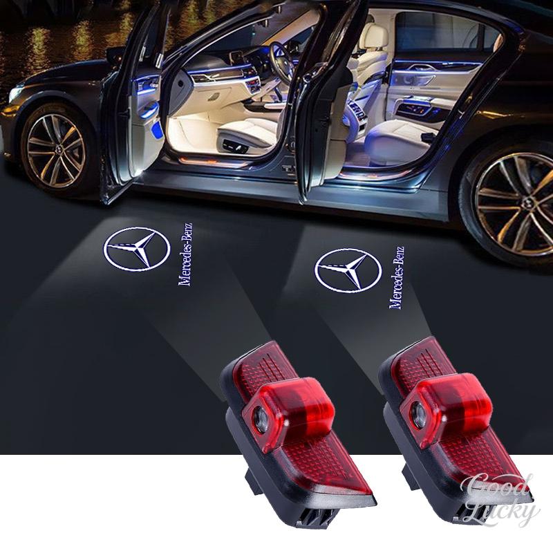 YDC4 LED Car Door Welcome Warning Light Projector Logo Decoration Accessories For Mercedes Benz Amg W204 W213 W205 W211 W212 W176