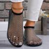Ladies' Summer Round Toe Sandals with Hollowed Out Internet Celebrity Studded Diamond Short Boots, Sexy Plus Size Flat Shoes, Breathable