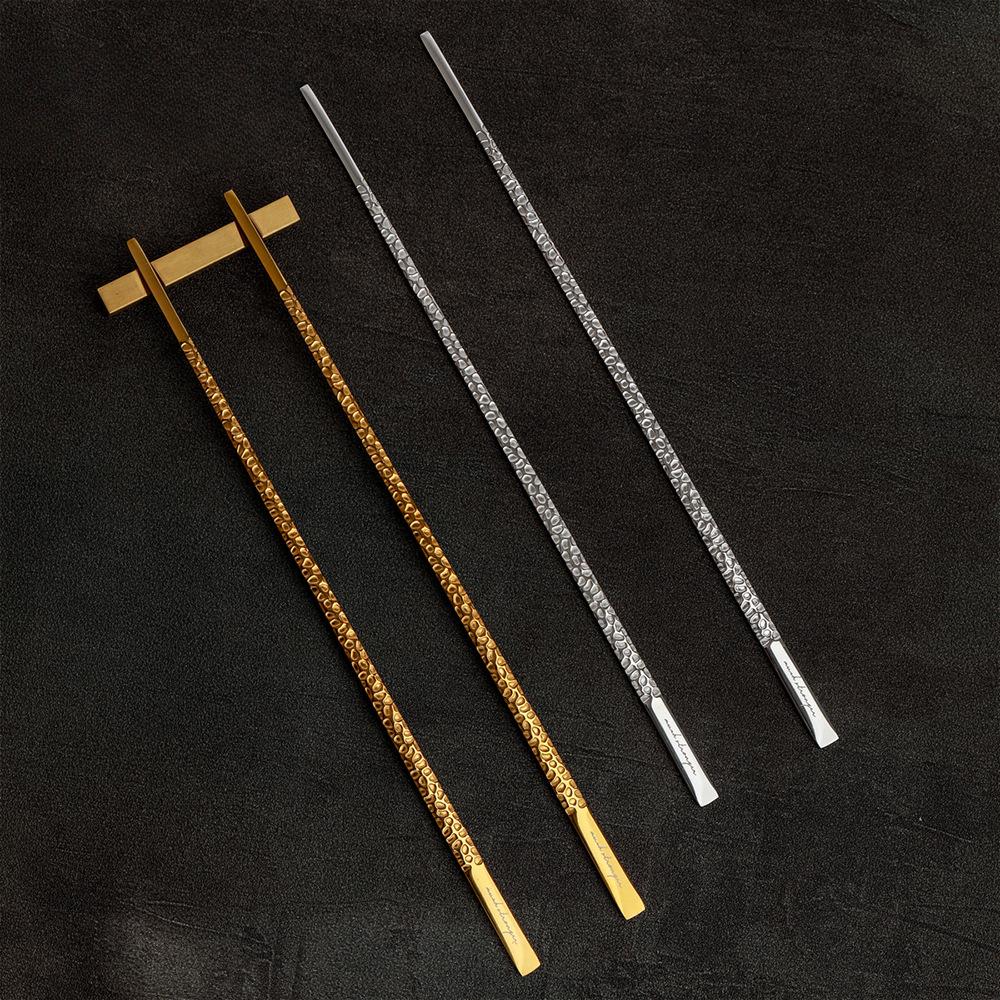Легкие роскошные цельные палочки для еды, нержавеющая сталь, современная простая бытовая ретро-посуда, палочки для еды для свадебного ресторана, гостиничные палочки