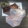 Women's Satin Sexy Mesh Low Waist Breathable Comfortable Antibacterial Briefs Underwear