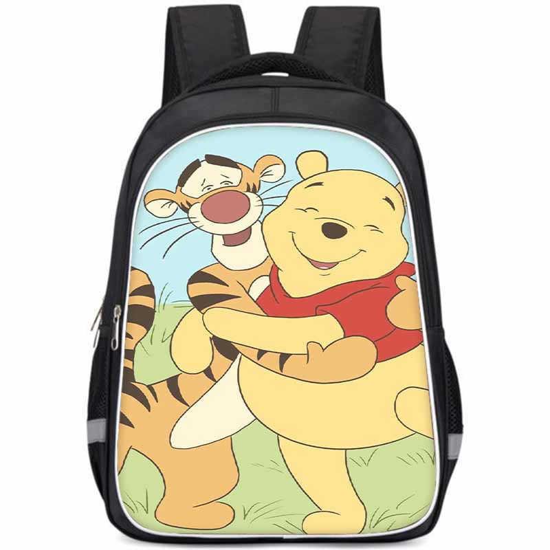 Winnie The Pooh Large Capacity Lightweight 3d School Backpack For Kids And Students Unisex Oxford Fabric