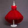 Cute Dress for Children Girl Mesh Flower Gown for Girls Trailing Baby Girl Birthday Dresses for 3-10 Years Old