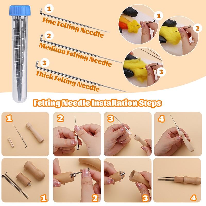 72 Colours Felt Wool Roving Needle Felting Starter Kit with Felting Needles Basic Tools and Accessories for DIY Festivals Crafts