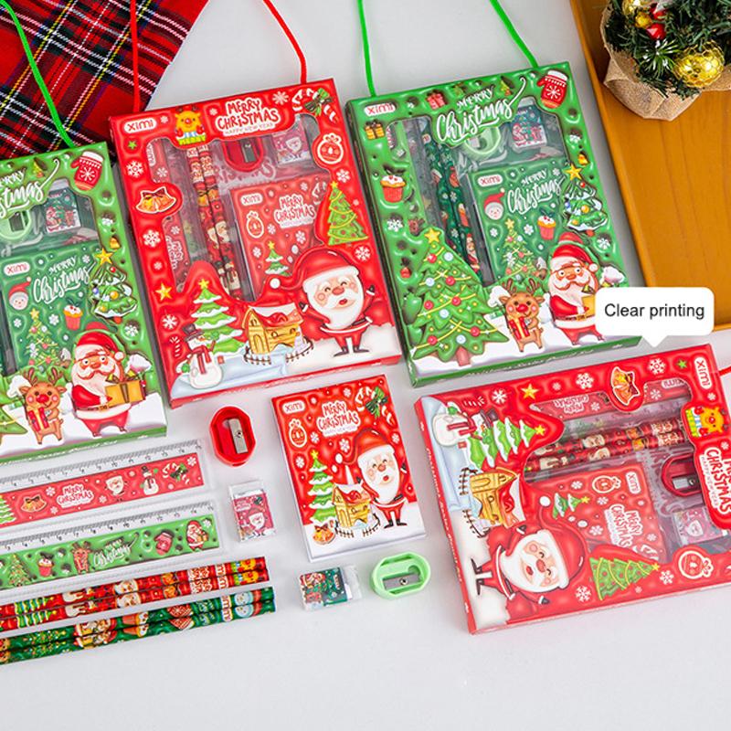 6 шт./компл. рождественские подарки для детей канцелярский набор праздничный подарок карандаш ластик блокнот рождественская школьная сумка для подарков карнавальные принадлежности