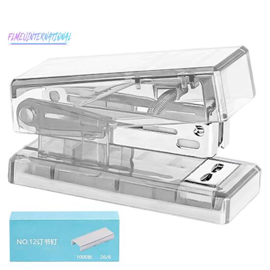 Stapler Transparent Labor-saving Flexible with Staples Book Order Plastic Mini Size Binder Desktop Stapler School Supplies