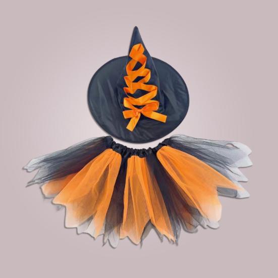 Chiffon Skirts Hat Set Adult Kids Gauze Tulle Ballet Skirt Pleated Fluffy Skirt Ruffles Mesh Halloween Costume