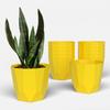 Гексагональный 8-дюймовый набор из 12 штук пластиковых цветочных горшков для домашнего декора, комнатные горшки для растений для гостиной, пластиковый цветочный горшок для сада (желтый)