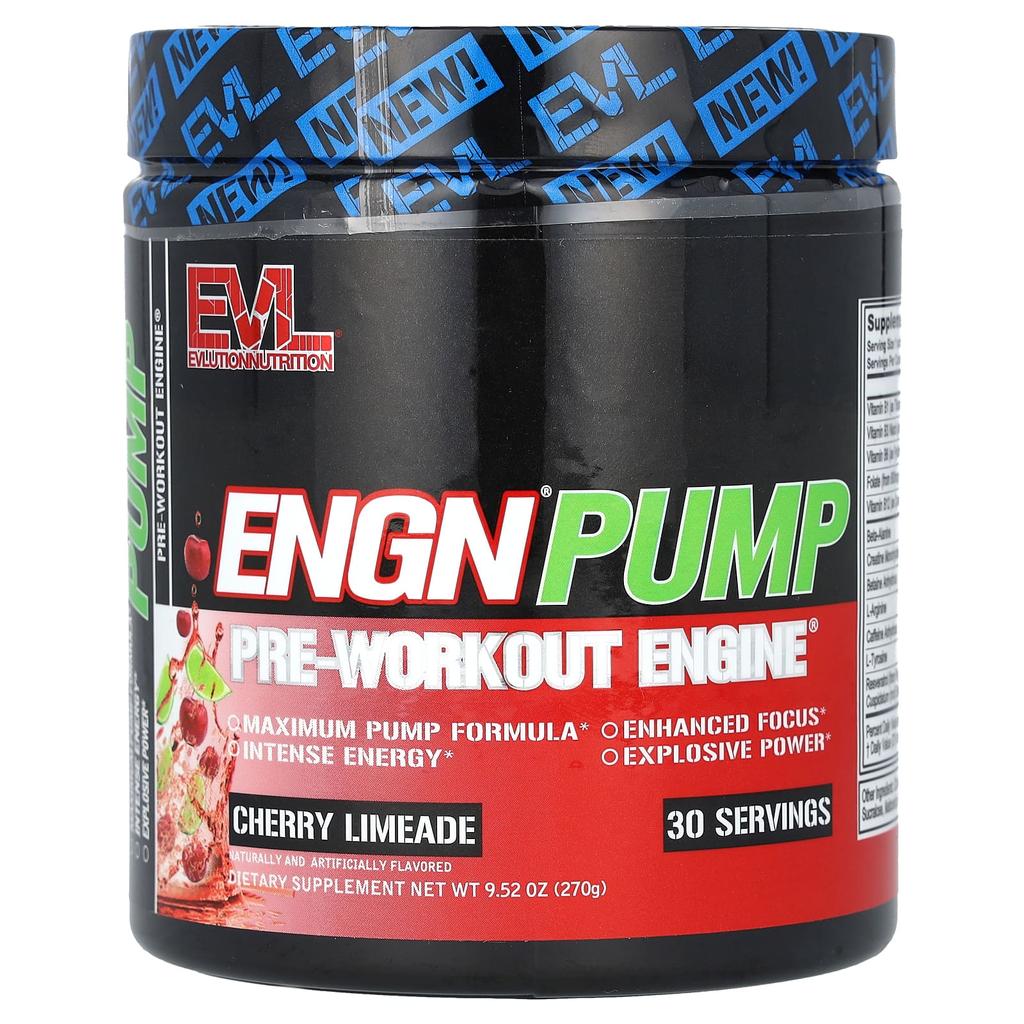 EVLution Nutrition Engn Pump, Pre-Workout Supplement, Cherry Limeade, 9.52 Oz (270 G)
