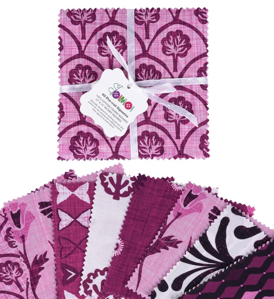 Soimoi Блок-принт предварительно вырезанные 5-дюймовые квадраты из хлопчатобумажной ткани для квилтинга Набор украшений для шитья в стиле пэчворк своими руками - розовый и