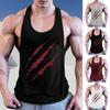 Men Summer Vest O-neck Sleeveless Loose Fit Racerback Sports Top Quick-Drying Blood Paw Print Fitness Vest Daily