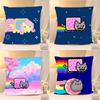 Cute H-Nyan-CatS Art Pillow Case Cushion Cover Soft Cute Throw Pillow Case For Car Sofa Pillowcase Polyester With Zipper