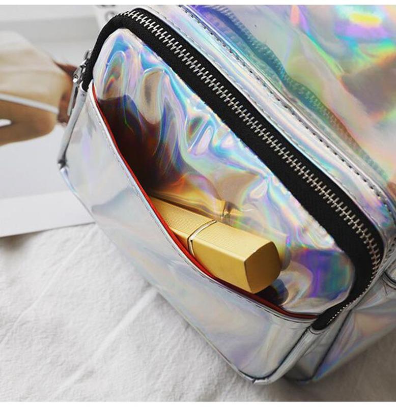 SCIONE Hologram Laser Bag Silver Backpacks Women Fashion Leather Teenage Girls Shoulder School Bag